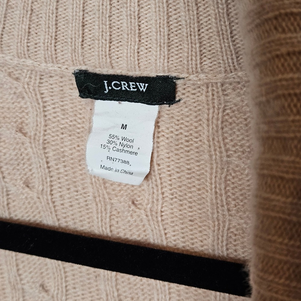 J.Crew Wool Cashmere Blend Womens Med Cable Knit Cardigan Sweater Shawl Collar - Picture 2 of 4
